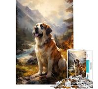 Puzzle per ragazzi da 1000 pezzi con cane San Bernardo giochi per famiglie gioco stimolante ottimo regalo per chi ama giocare e alleviare lo stress (dimensioni 75x50cm)