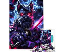 Puzzle per ragazzi da 1000 pezzi con cane Schnauzer nano guerriero samurai impegnativo da completare difficile giocattolo decorativo per la casa per ragazzi dai 14 anni in su (50x75cm)
