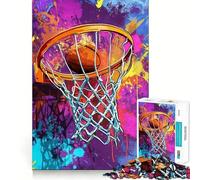Puzzle per ragazzi da 1000 pezzi con canestro da basket,grafica a schizzi,intagli precisi,attività stimolante per la mente,momento di relax,regalo di Natale rilassante (50x75cm)