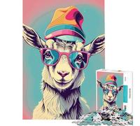 Puzzle per ragazzi da 1000 pezzi con capra stravagante colori pastello giocattolo educativo per l'apprendimento gioco per famiglie decorazione da parete regalo per donne e uomini (dimensioni 50x75cm)