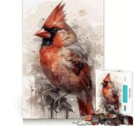 Puzzle per ragazzi da 1000 pezzi con cardinale dipinto ad acquerello,incastro preciso,logica,gioco divertente e tranquillo,gioco artistico per compleanno (38x52cm)