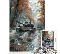 Puzzle per ragazzi da 1000 pezzi con carri armati che attraversano il fiume gioco impossibile per migliorare la memoria decorazione per la casa giocattolo regalo di compleanno regalo di viaggio