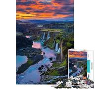 Puzzle per ragazzi da 1000 pezzi con cascata e tramonto ideale per adulti Gioco rompicapo per migliorare la memoria e ridurre lo stress Regalo perfetto (dimensioni 38x52cm)