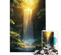 Puzzle per ragazzi da 1000 pezzi con cascata luminosa in una foresta lussureggiante Gioco educativo stimolante per l'intelletto Un'opera d'arte (dimensioni 38x26cm)
