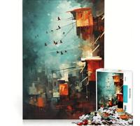 Puzzle per ragazzi da 1000 pezzi con case a schiera e uccelli in volo gioco rompicapo impegnativo da completare ideale come regalo per tutta la famiglia 38x52cm
