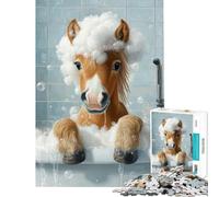 Puzzle per ragazzi da 1000 pezzi con cavallo ideale per il bagnetto stimola l'intelligenza crea dipendenza è un gioco per tutta la famiglia antistress e un regalo divertente (dimensioni 38x26cm)