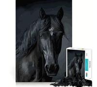 Puzzle per ragazzi da 1000 pezzi con cavallo nero,incastro perfetto,gioco creativo,ideale per il tempo libero e come regalo di Natale 38x26cm