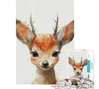 Puzzle per ragazzi da 1000 pezzi con cerbiatti dallo sguardo innocente giocattolo educativo rompicapo decorazione da parete regalo di Babbo Natale segreto (dimensioni 50x75cm)