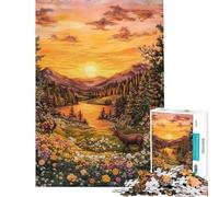 Puzzle per ragazzi da 1000 pezzi con cervo al tramonto ricamo puzzle per adulti gioco pratico per divertimento in famiglia difficile e stimolante (dimensioni 38x52cm)