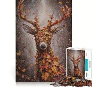 Puzzle per ragazzi da 1000 pezzi con cervo autunnale nella foresta,giunture lisce,divertente attività per la mente,gioco rilassante,regalo di Natale per il tempo libero (50x75cm)