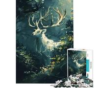 Puzzle per ragazzi da 1000 pezzi con cervo bianco nella giungla giocattolo educativo decorazione perfetta regalo di compleanno (dimensioni 50x75cm)