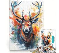 Puzzle per ragazzi da 1000 pezzi con cervo e albero, colorato, gioco educativo, decorazione perfetta, lista dei desideri con Babbo Natale 50x75cm