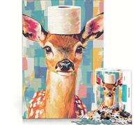 Puzzle per ragazzi da 1000 pezzi con cervo e cappello di carta igienica, gioco rilassante, interazione genitore-figlio, gioco di sfida unico 50x75cm