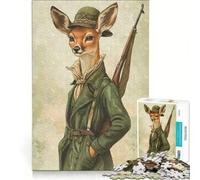 Puzzle per ragazzi da 1000 pezzi con cervo e cerva in veste di cacciatore, gioco per famiglie, attività divertenti da fare a casa, regalo di compleanno, regalo di viaggio 38x26cm