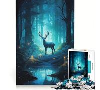 Puzzle per ragazzi da 1000 pezzi con cervo nella foresta, misterioso, gioco per tutta la famiglia, attività divertenti da fare a casa, regalo di compleanno, regalo di viaggio 38x52cm