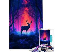 Puzzle per ragazzi da 1000 pezzi con cervo nella foresta mistica Puzzle per adulti giocattolo fai da te decorazione perfetta ideale come regalo (dimensioni 38x26cm)