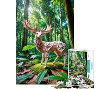 Puzzle per ragazzi da 1000 pezzi con cervo origami nella foresta Aiuta ad allenare la mente Sfida impegnativa Gioco per famiglie adatto a partire dai 14 anni (38x52cm)