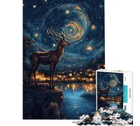 Puzzle per ragazzi da 1000 pezzi con cervo sotto un cielo stellato Gioco pratico per ragazzi ideale per passare il tempo in casa durante le vacanze (dimensioni 38x52cm)