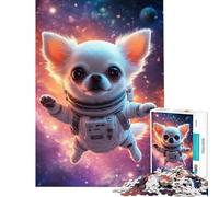 Puzzle per ragazzi da 1000 pezzi con Chihuahua astronauta nello spazio giocattolo educativo rompicapo decorazione da parete regalo di Babbo Natale segreto (dimensioni 38x26cm)
