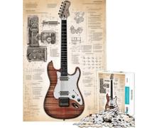 Puzzle per ragazzi da 1000 pezzi con chitarra elettrica e anatomia gioco stimolante giocattolo per famiglie migliora la memoria regalo di Babbo Natale segreto (dimensioni 50x75cm)