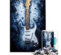 Puzzle per ragazzi da 1000 pezzi con chitarra elettrica su sfondo blu e musica Una sfida stimolante per tutta la famiglia un giocattolo antistress adatto a partire dai 14 anni (38x52cm)