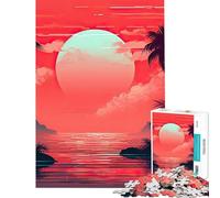 Puzzle per ragazzi da 1000 pezzi con cielo tropicale al tramonto rosso gioco impossibile ed educativo divertente e stimolante ideale come regalo per coppie (dimensioni 75x50cm)