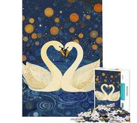 Puzzle per ragazzi da 1000 pezzi con cigni nella notte stellata Gioco interattivo per ragazzi decorazione da parete difficile e stimolante (dimensioni 38x26cm)