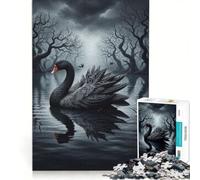 Puzzle per ragazzi da 1000 pezzi con cigno nero, foresta oscura e lago, giocattolo educativo, decorazione per la casa, compleanni e occasioni speciali 50x75cm
