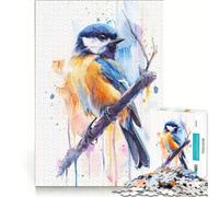 Puzzle per ragazzi da 1000 pezzi con cinciallegra ad acquerello, regalo, antistress, rilassante per la mente, compleanni e altre occasioni 38x26cm