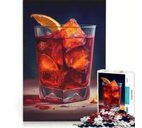 Puzzle per ragazzi da 1000 pezzi con cocktail Negroni e pittura ad olio antistress di difficoltà elevata adatto per la decorazione della scrivania 38x52cm
