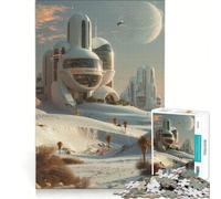 Puzzle per ragazzi da 1000 pezzi con colonia aliena sulla luna, giochi per famiglie, assemblaggio di modelli, per rafforzare l'amore tra le coppie 38x52cm