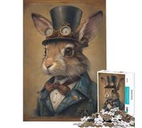 Puzzle per ragazzi da 1000 pezzi con coniglio steampunk gioco educativo sfida giocattolo educativo decorazione murale regalo di compleanno (dimensioni 38x52cm)