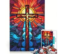 Puzzle per ragazzi da 1000 pezzi con croce cristiana e Gesù, gioco rompicapo, impegnativo da completare, ideale come regalo per tutta la famiglia 38x26cm