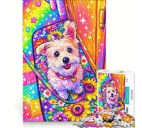Puzzle per ragazzi da 1000 pezzi con cucciolo arcobaleno antistress sfida impegnativa rafforza l'amore tra le coppie 38x52cm