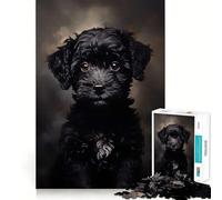 Puzzle per ragazzi da 1000 pezzi con cucciolo di barboncino nero,grafica di alta qualità,gioco che stimola la concentrazione,ideale per il tempo libero,regalo di Natale 38x52cm