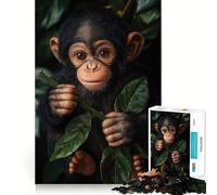 Puzzle per ragazzi da 1000 pezzi con cucciolo di scimpanzé che tiene un ramo,giunture lisce,divertente attività per la mente,gioco rilassante,regalo di Natale per il tempo libero (38x26cm)