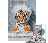 Puzzle per ragazzi da 1000 pezzi con cucciolo di tigre ideale per il bagnetto un gioco educativo e pratico per l'analisi e la logica perfetto come idea regalo (dimensioni 38x52cm)