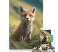 Puzzle per ragazzi da 1000 pezzi con cucciolo di volpe rossa, gioco rompicapo, impegnativo da completare, ideale come regalo per tutta la famiglia 38x26cm