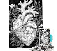 Puzzle per ragazzi da 1000 pezzi con cuori in bianco e nero Puzzle per adulti giochi divertenti corsa di velocità manuale interazione genitore-figlio (dimensioni 38x52cm)