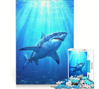 Puzzle per ragazzi da 1000 pezzi con curiosità sugli squali, un gioco rompicapo divertente e umoristico, compleanni e Natale 38x52cm