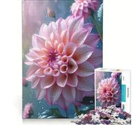 Puzzle per ragazzi da 1000 pezzi con dalia rosa e gocce d'acqua antistress sfida impegnativa per rafforzare l'amore tra le coppie 38x52cm