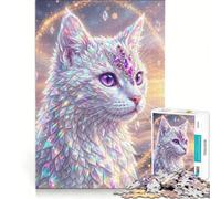 Puzzle per ragazzi da 1000 pezzi con dea gatta in cristallo e pietre preziose, giochi educativi, decorazione da parete, con poster abbinato e foglio di curiosità 38x26cm
