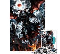 Puzzle per ragazzi da 1000 pezzi con demone gatto alato su città in fiamme Puzzle per ragazzi giochi per famiglie modelli da assemblare regali di Natale e compleanno (dimensioni 38x52cm)