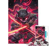 Puzzle per ragazzi da 1000 pezzi con Devon Rex gatto guerriero samurai e animali Gioco rompicapo gara di velocità manuale aiuta ad allenare il cervello (dimensioni 38x52cm)