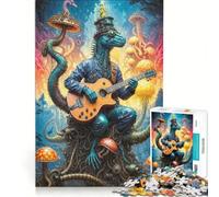 Puzzle per ragazzi da 1000 pezzi con dinosauri e funghi tastiera giocattolo educativo divertente e spiritoso compleanno e Natale 38x52cm