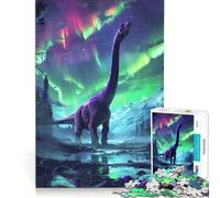 Puzzle per ragazzi da 1000 pezzi con dinosauri sotto l'aurora boreale gioco educativo per migliorare la memoria regalo di compleanno 50x75cm