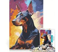 Puzzle per ragazzi da 1000 pezzi con dipinti di Doberman gioco educativo decorazione perfetta lista dei desideri con Babbo Natale 50x75cm