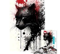 Puzzle per ragazzi da 1000 pezzi con dipinto a inchiostro di una pantera Gioco educativo di analisi e logica stimolante per ragazzi dai 14 anni in su (38x26cm)