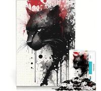 Puzzle per ragazzi da 1000 pezzi con dipinto a inchiostro di una pantera, gioco impossibile, attività per famiglie, ideale come regalo per tutta la famiglia 50x75cm