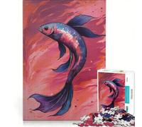 Puzzle per ragazzi da 1000 pezzi con dipinto colorato di un pesce Betta, antistress, di difficoltà elevata, adatto come decorazione da scrivania 50x75cm